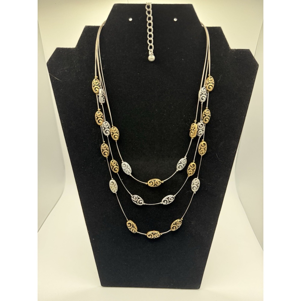 Premier Designs Metal Gold And Silver Wire Necklace- New old stock